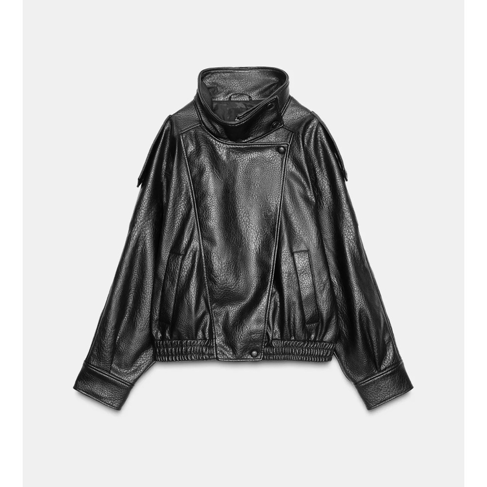Zara Black Viral Funnel neck Jacket